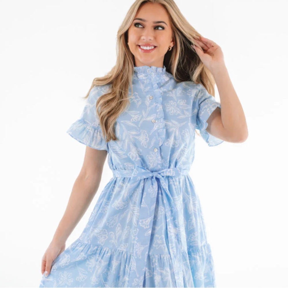 J Marie The Palmer Button Ruffle Dress